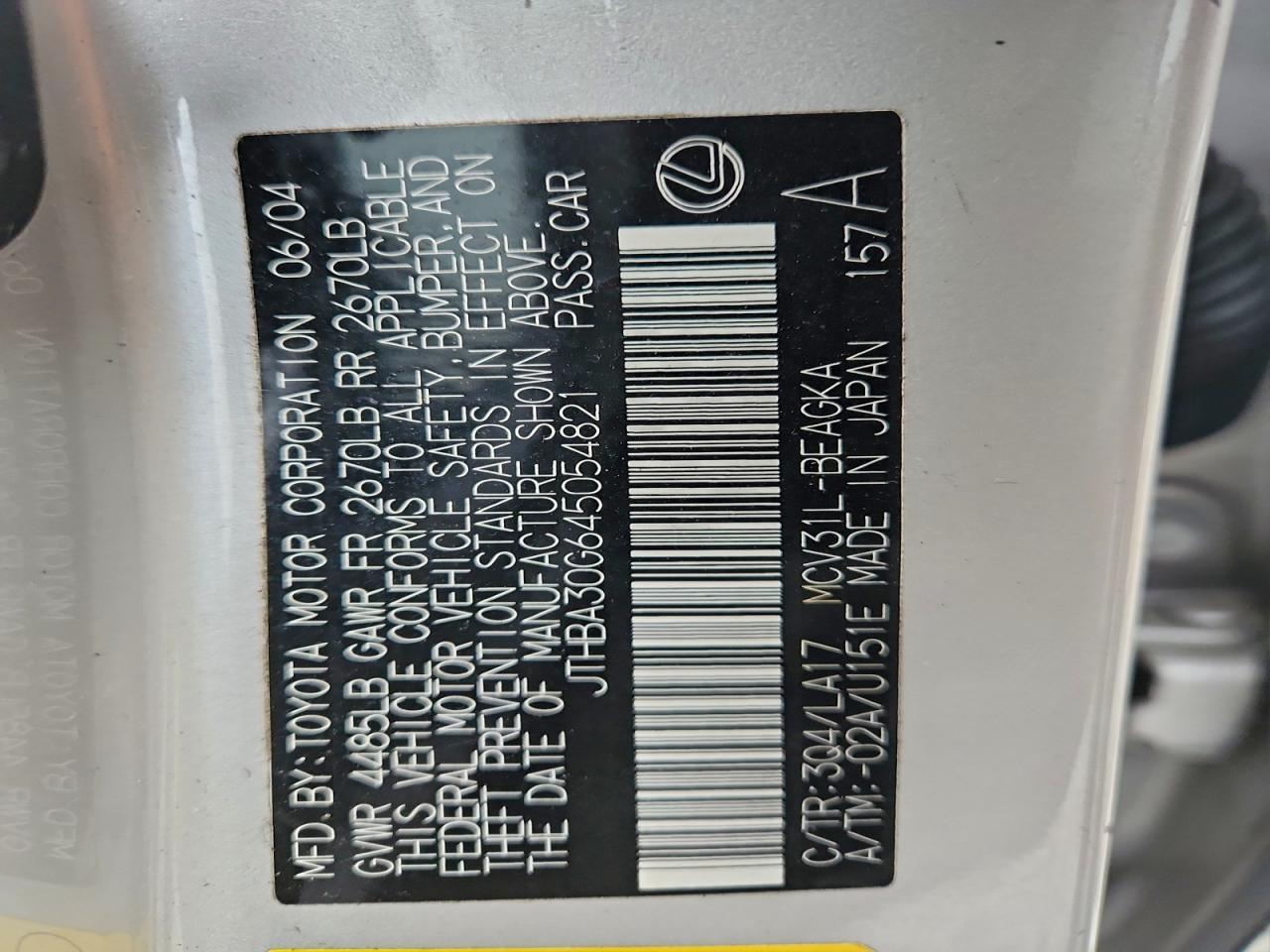 2004 LEXUS ES 330