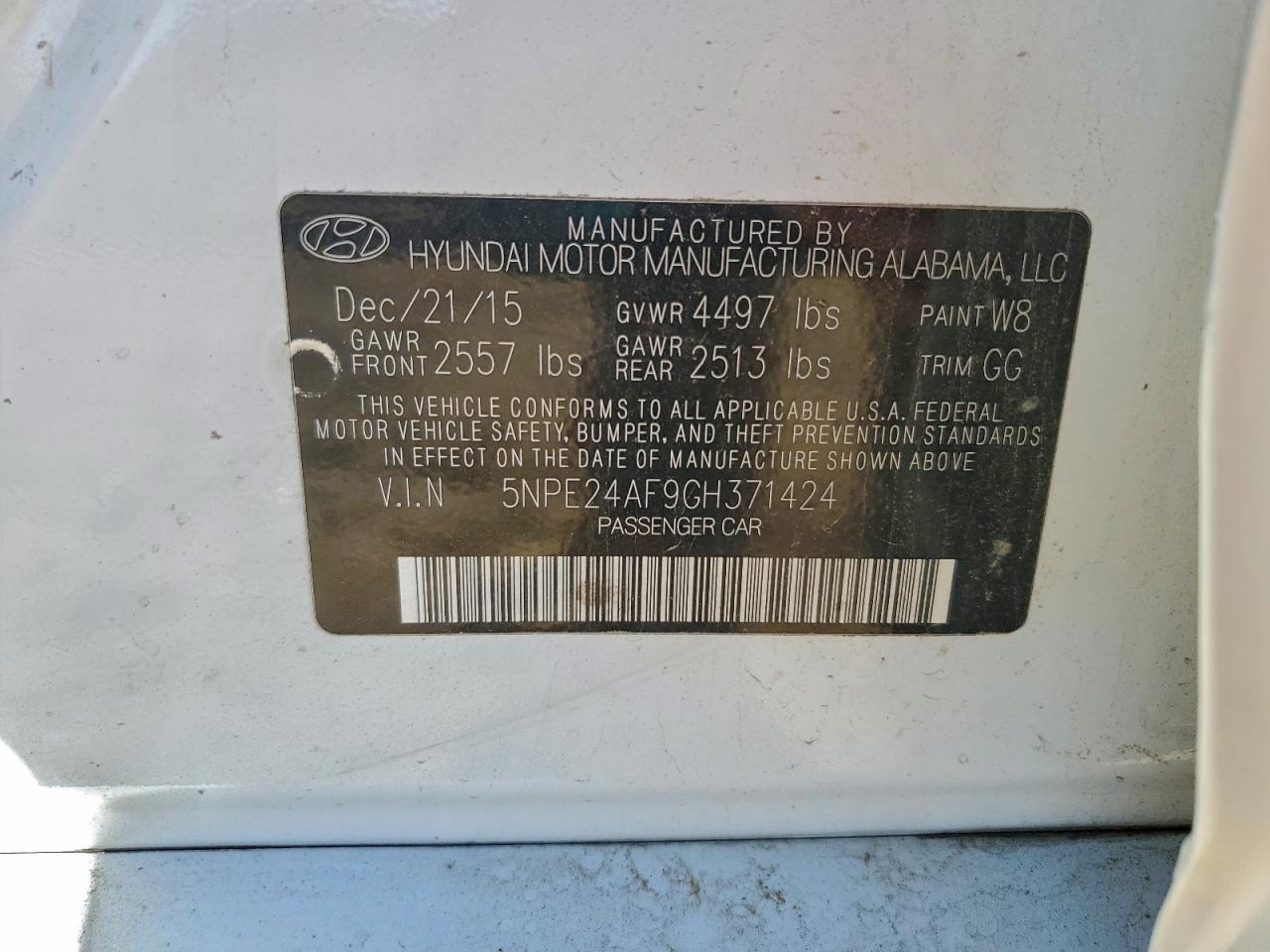 2016 HYUNDAI SONATA