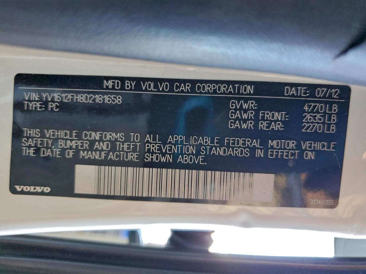 2013 VOLVO S60