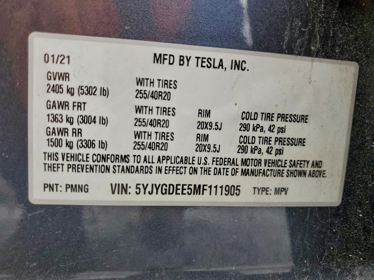 2021 TESLA MODEL Y