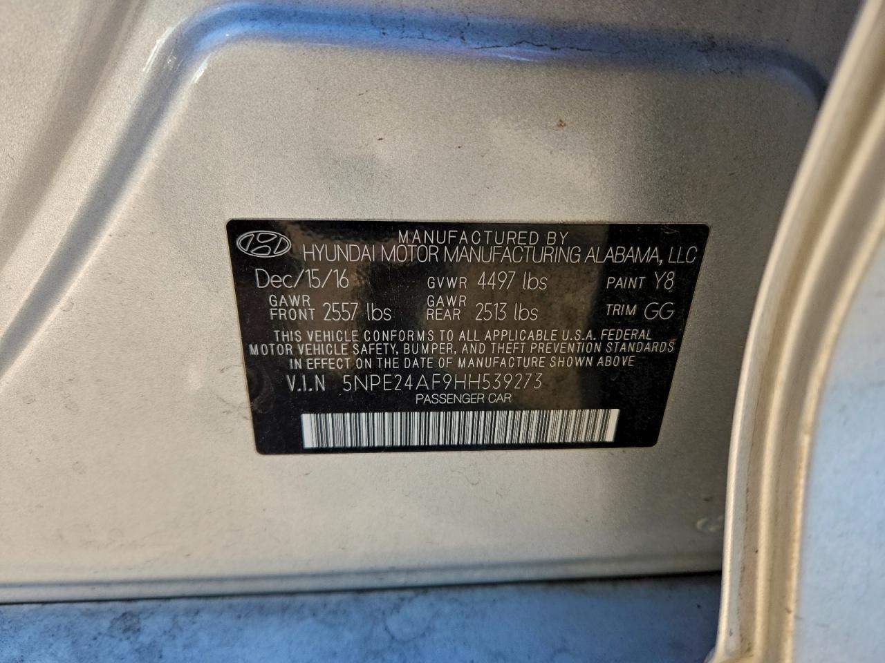 2017 HYUNDAI SONATA