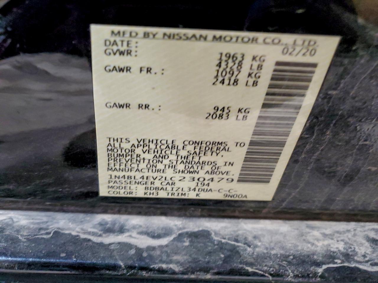 2020 NISSAN ALTIMA