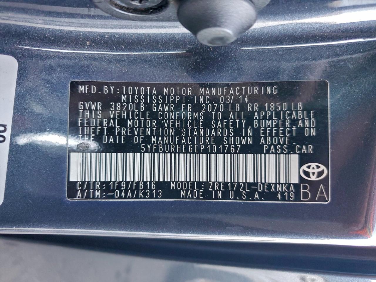 2014 TOYOTA COROLLA