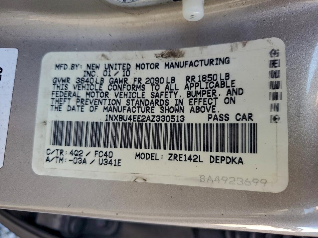 2010 TOYOTA COROLLA