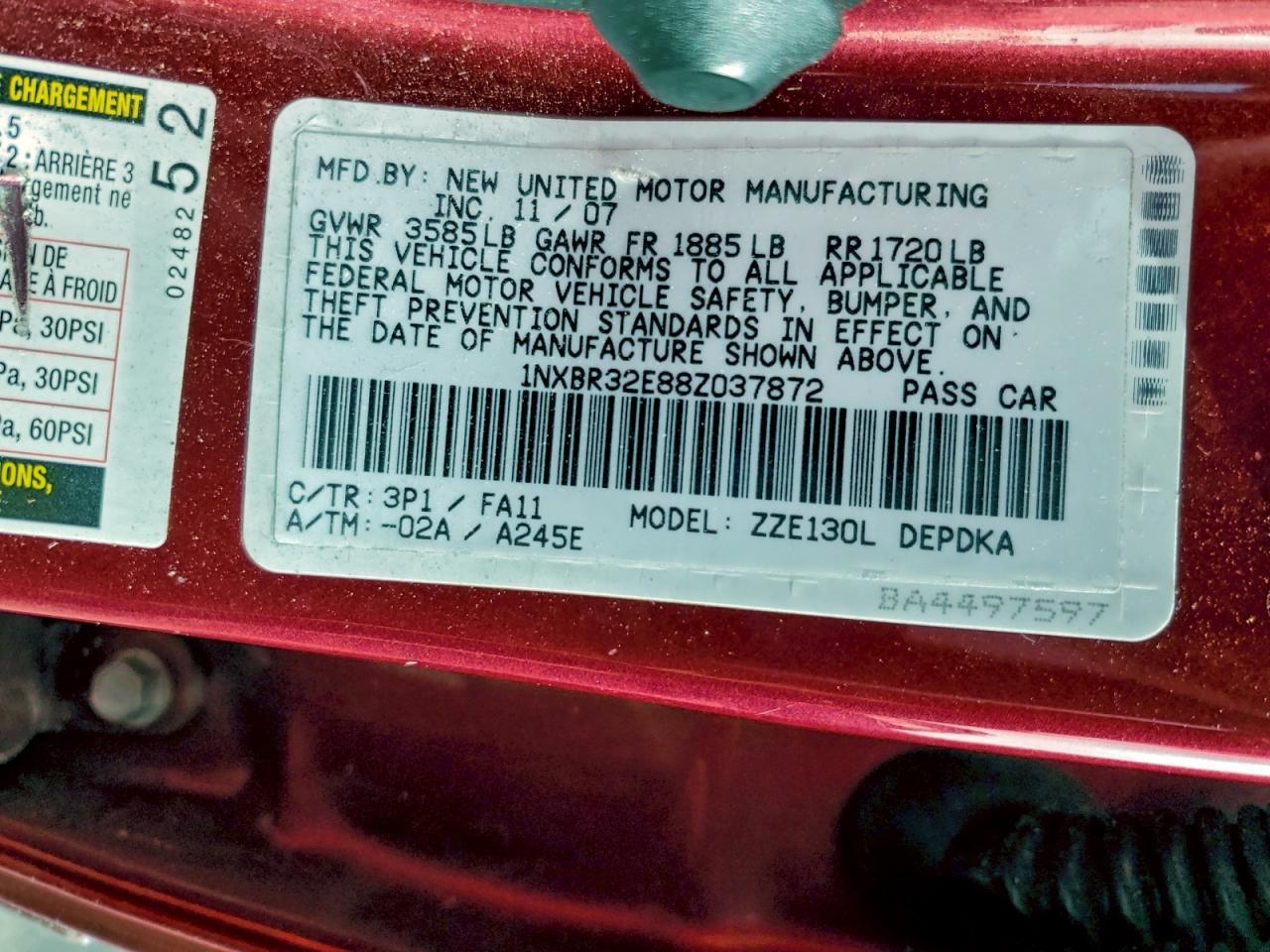 2008 TOYOTA COROLLA