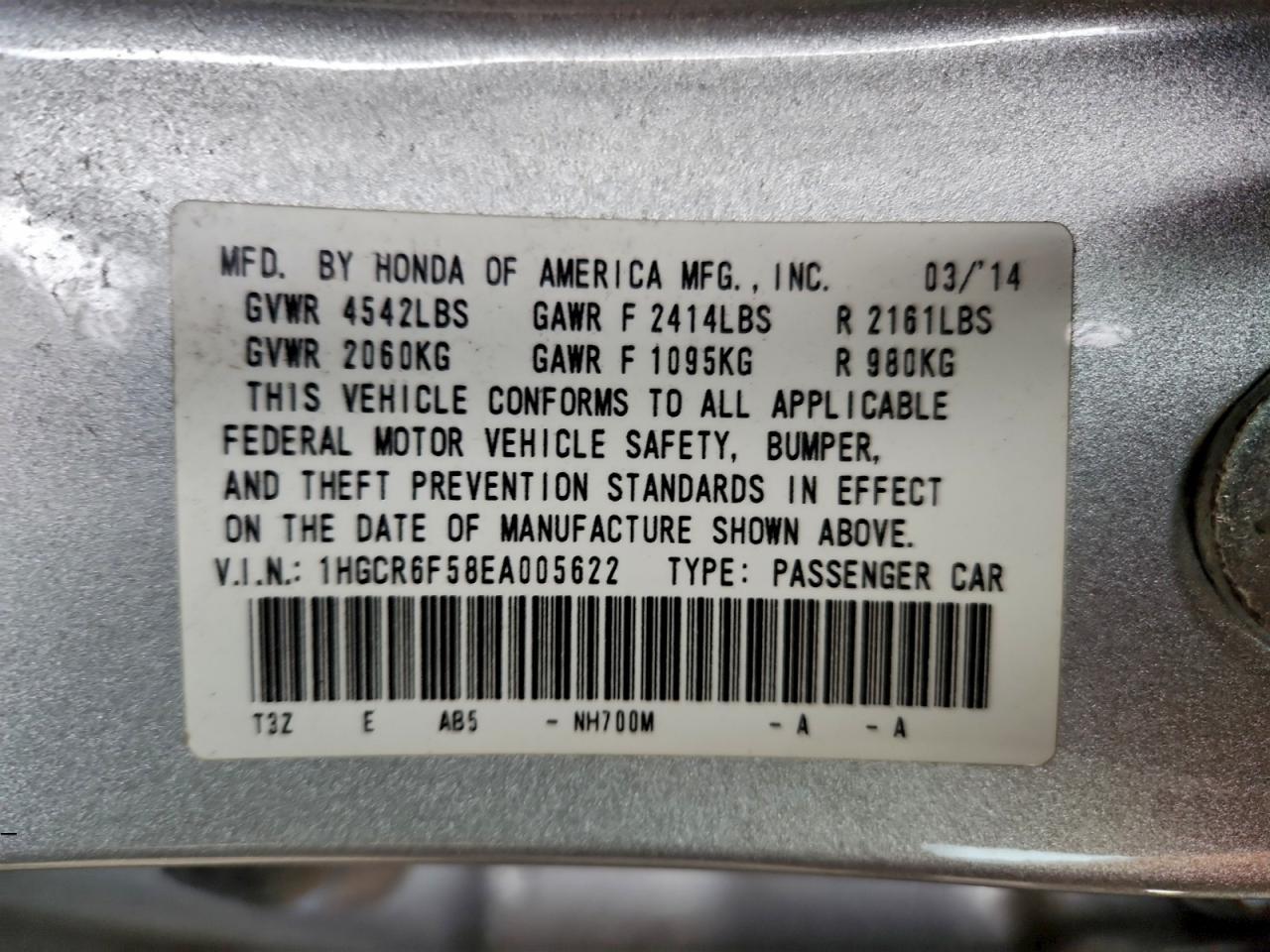 2014 HONDA ACCORD