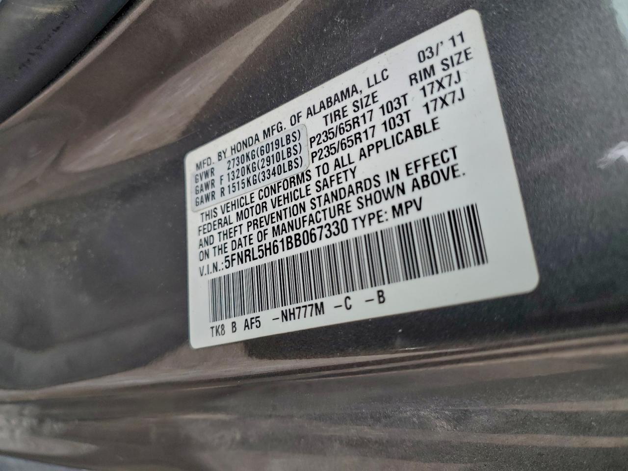 2011 HONDA ODYSSEY
