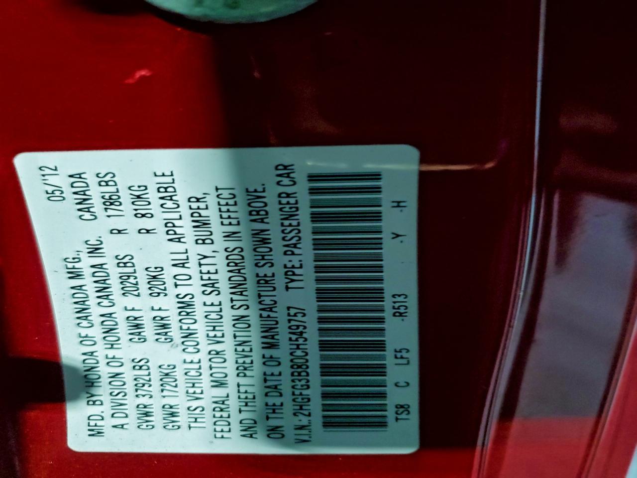 2012 HONDA CIVIC