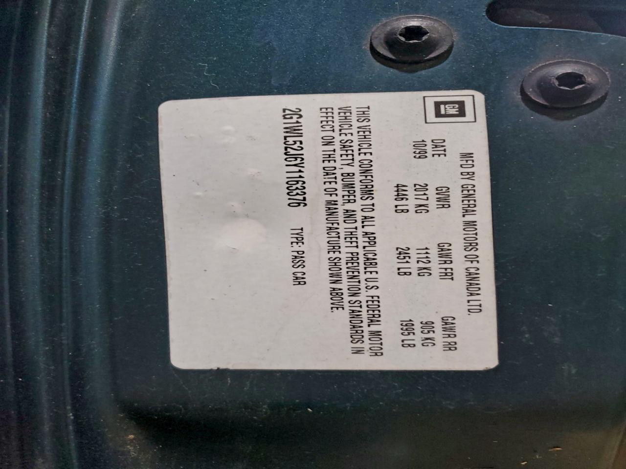 2000 CHEVROLET Lumina