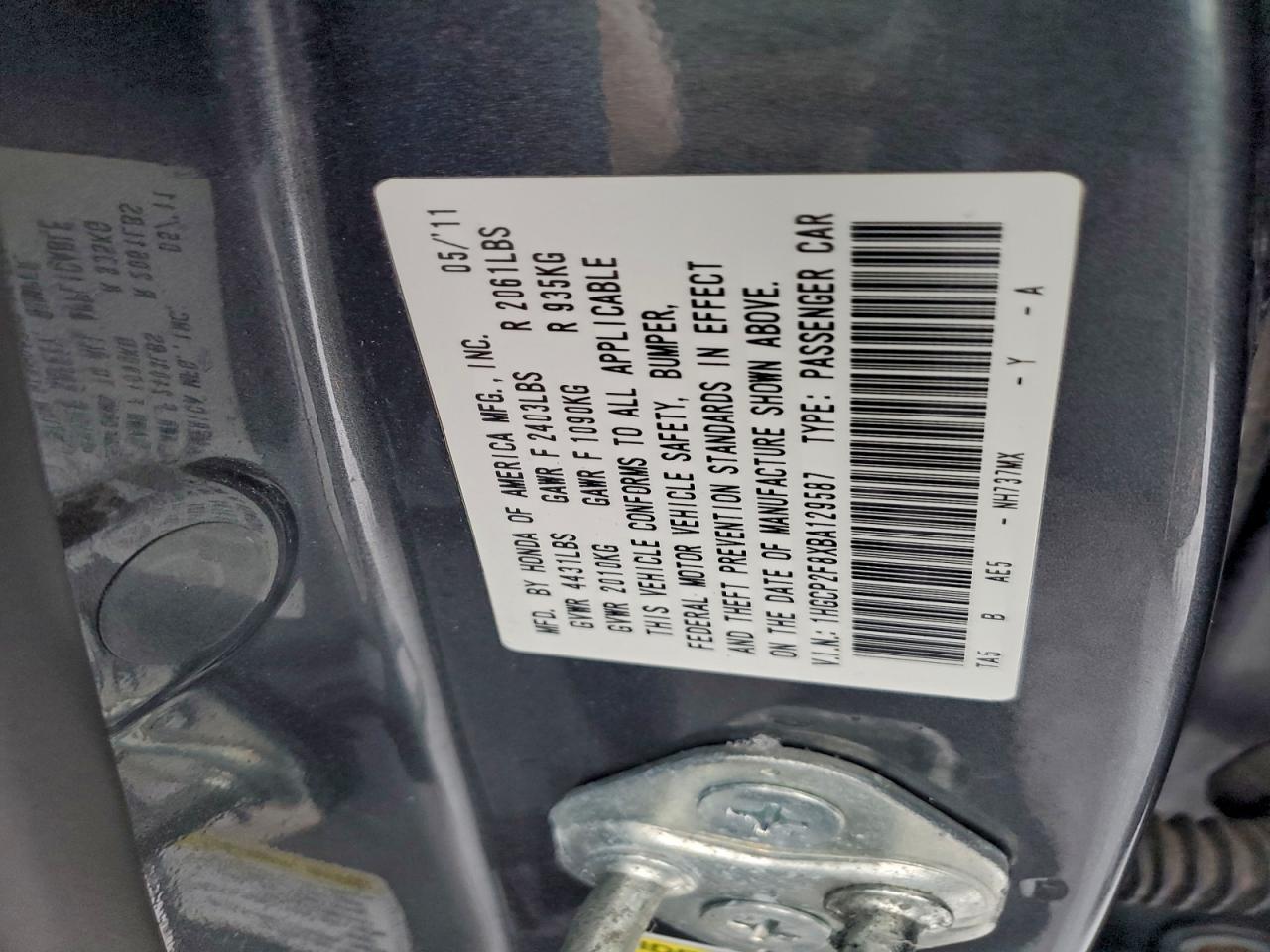 2011 HONDA ACCORD