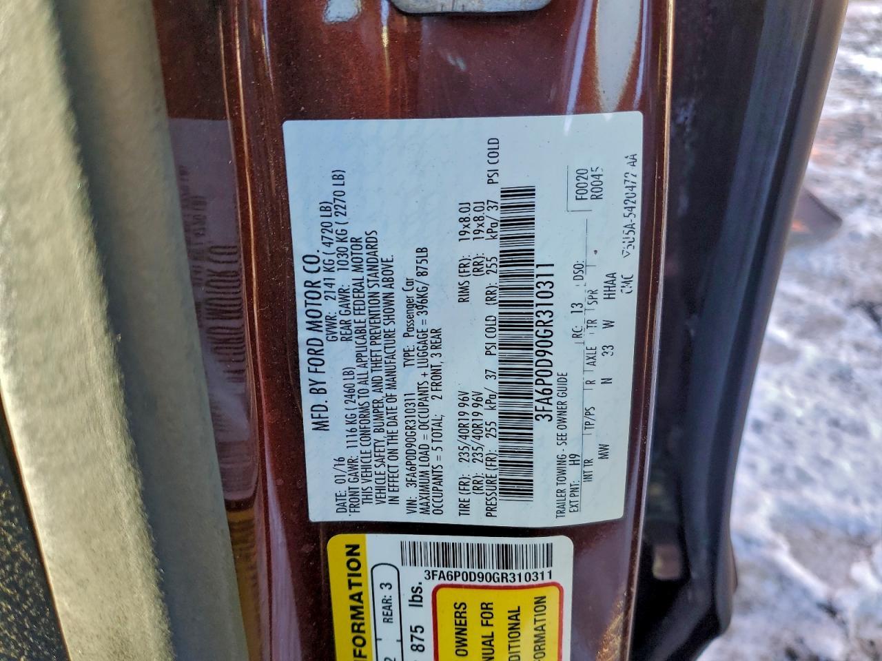 2016 FORD FUSION