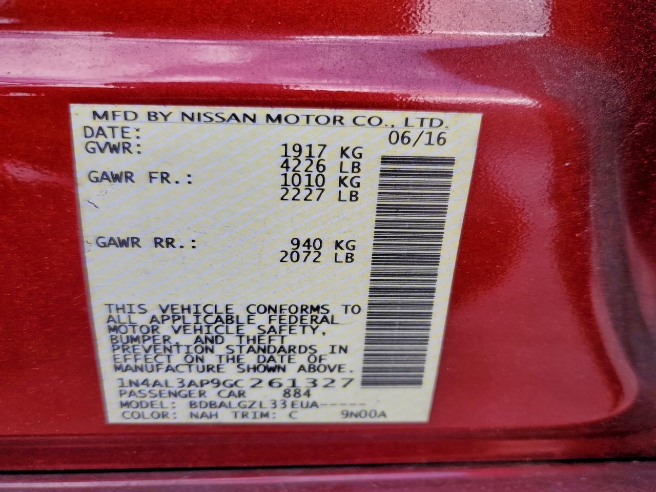 2016 NISSAN ALTIMA