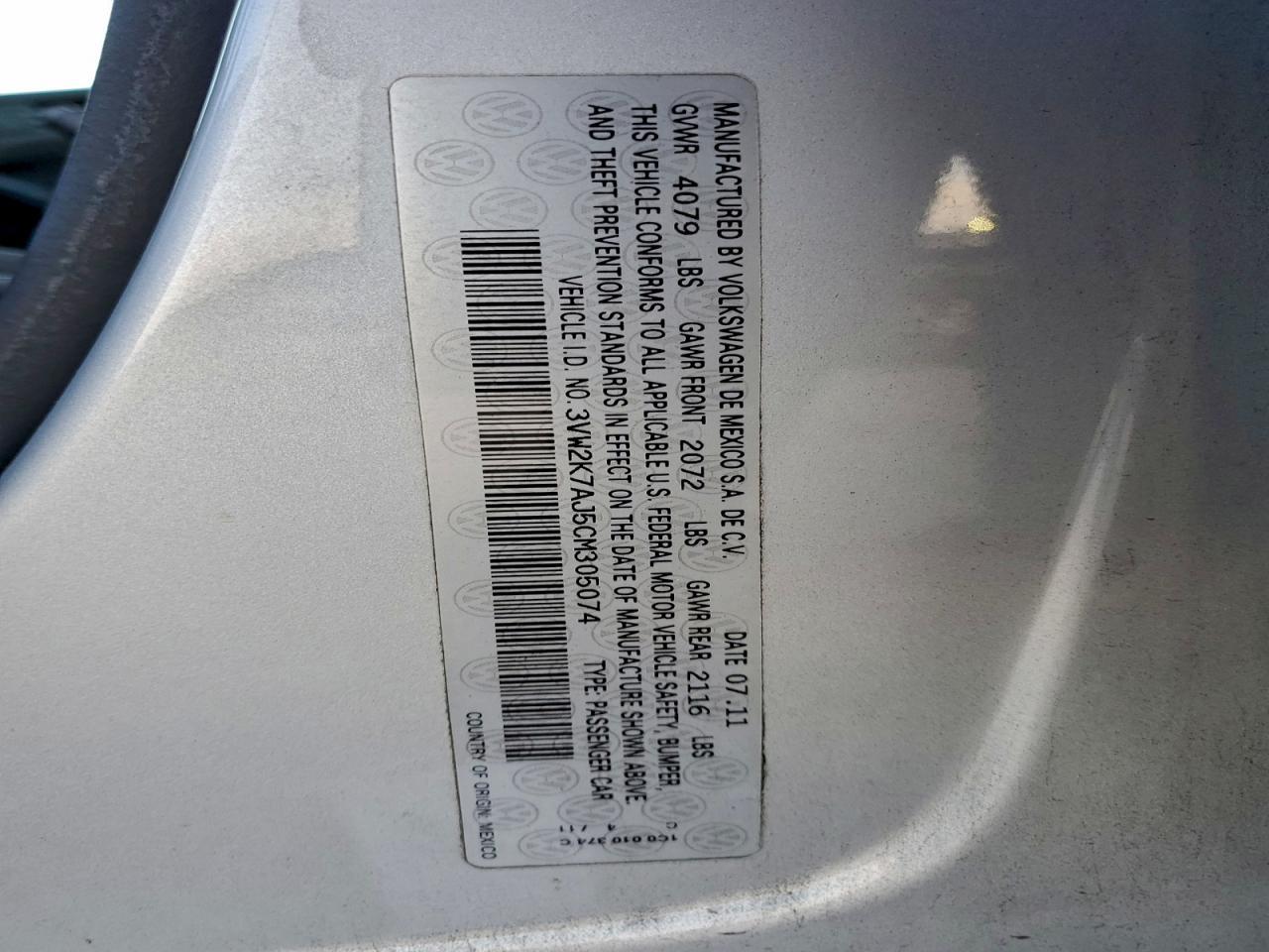 2012 VOLKSWAGEN JETTA
