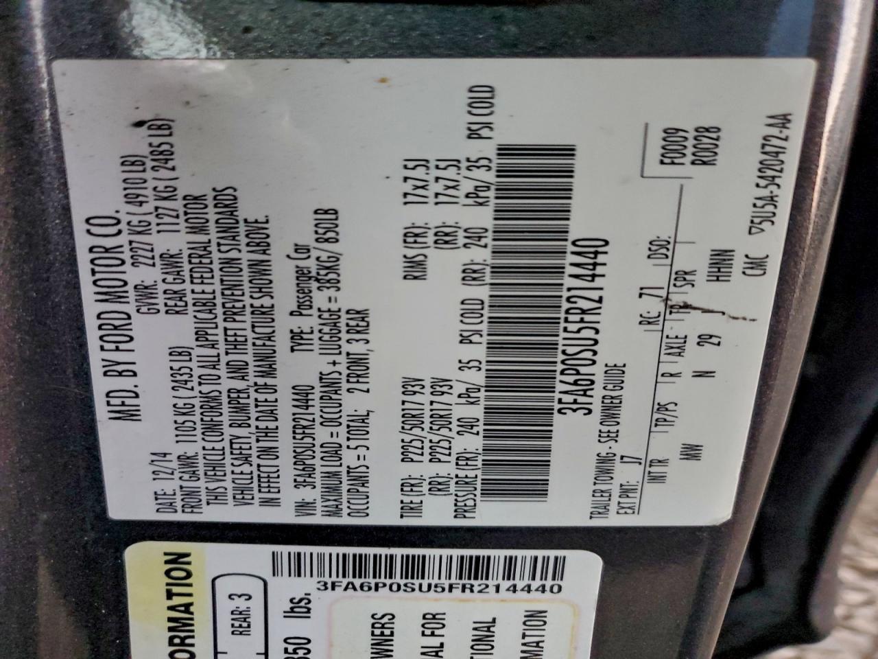 2015 FORD FUSION