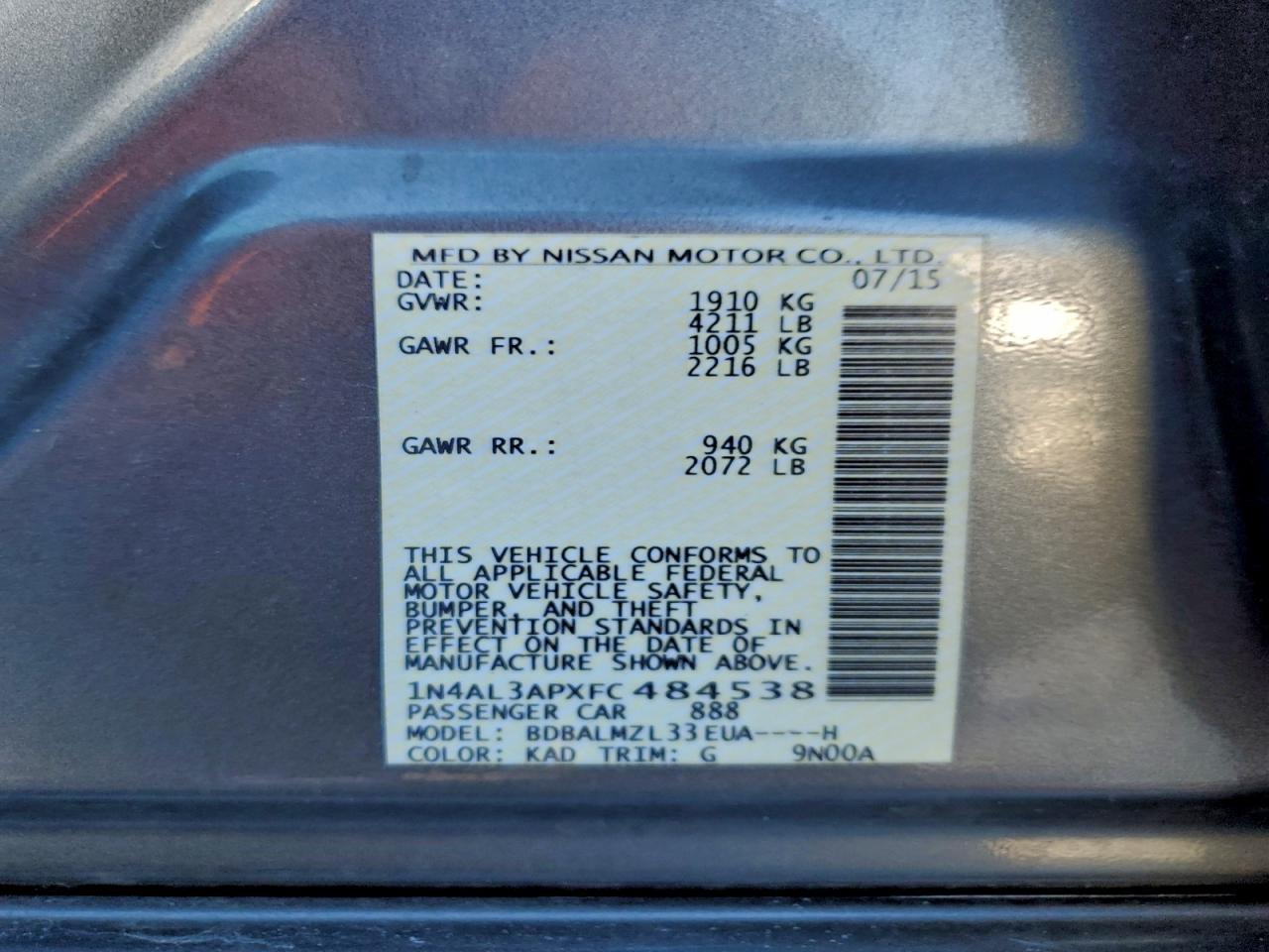 2015 NISSAN ALTIMA
