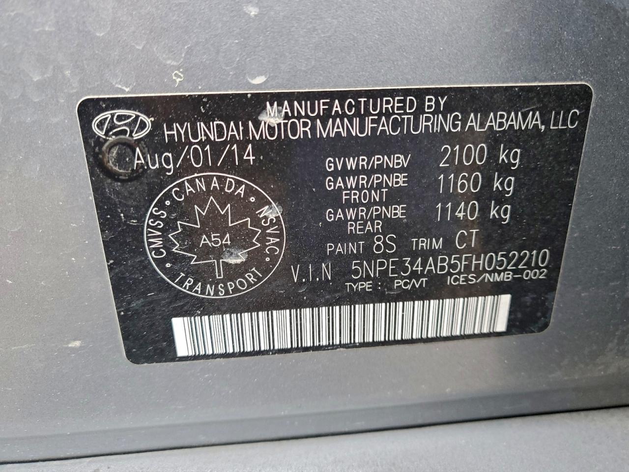 2015 HYUNDAI SONATA