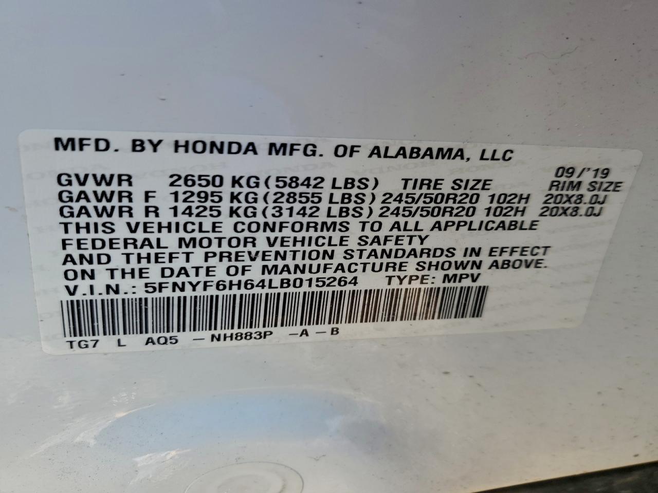 2020 HONDA PILOT