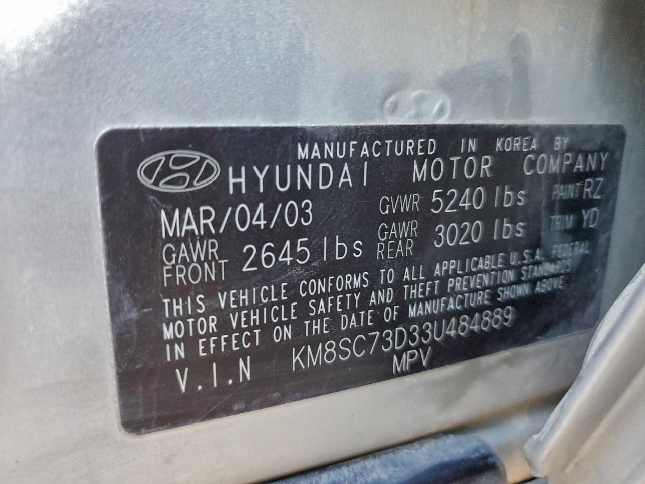 2003 HYUNDAI SANTA FE