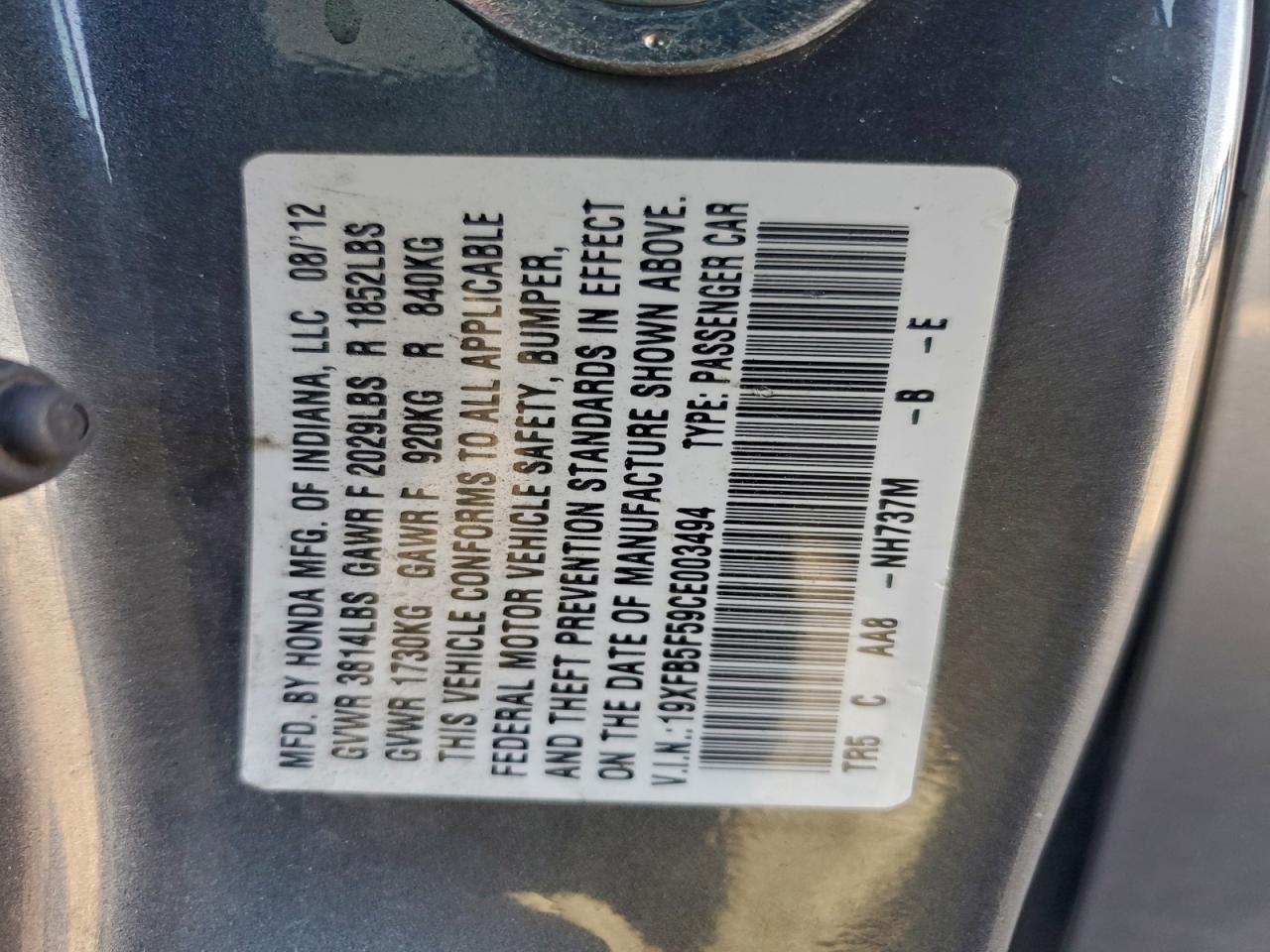 2012 HONDA CIVIC