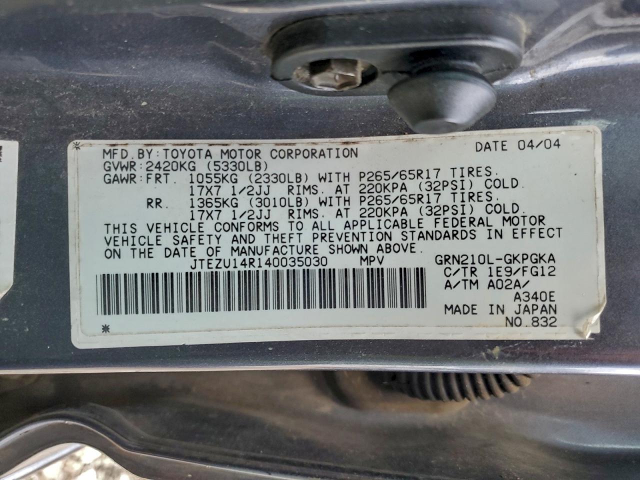 2004 TOYOTA 4Runner