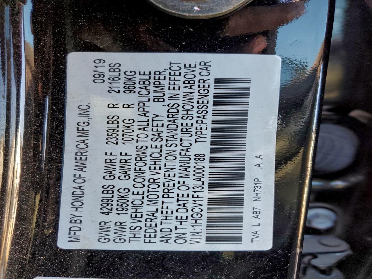 2020 HONDA ACCORD