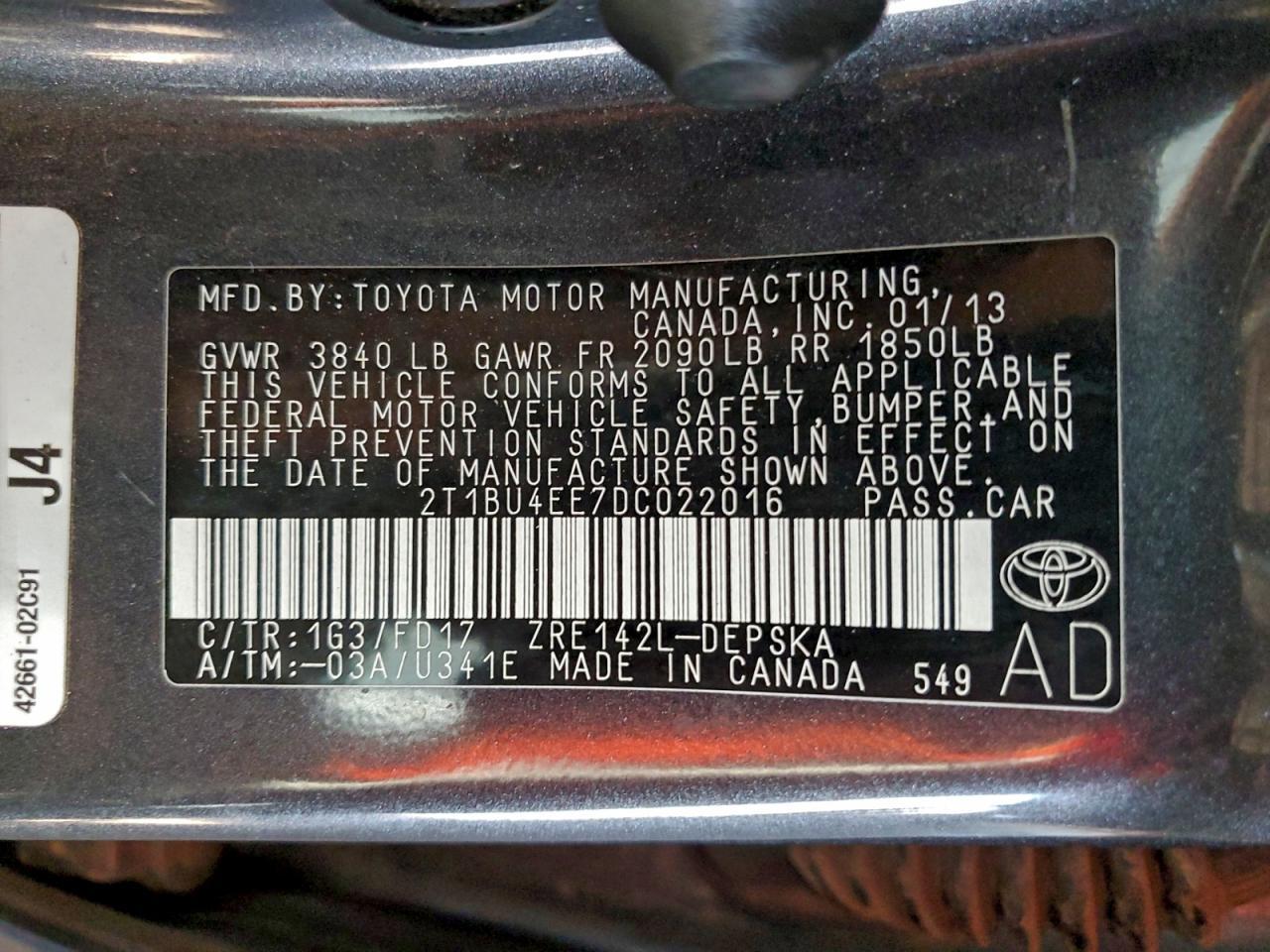 2013 TOYOTA COROLLA