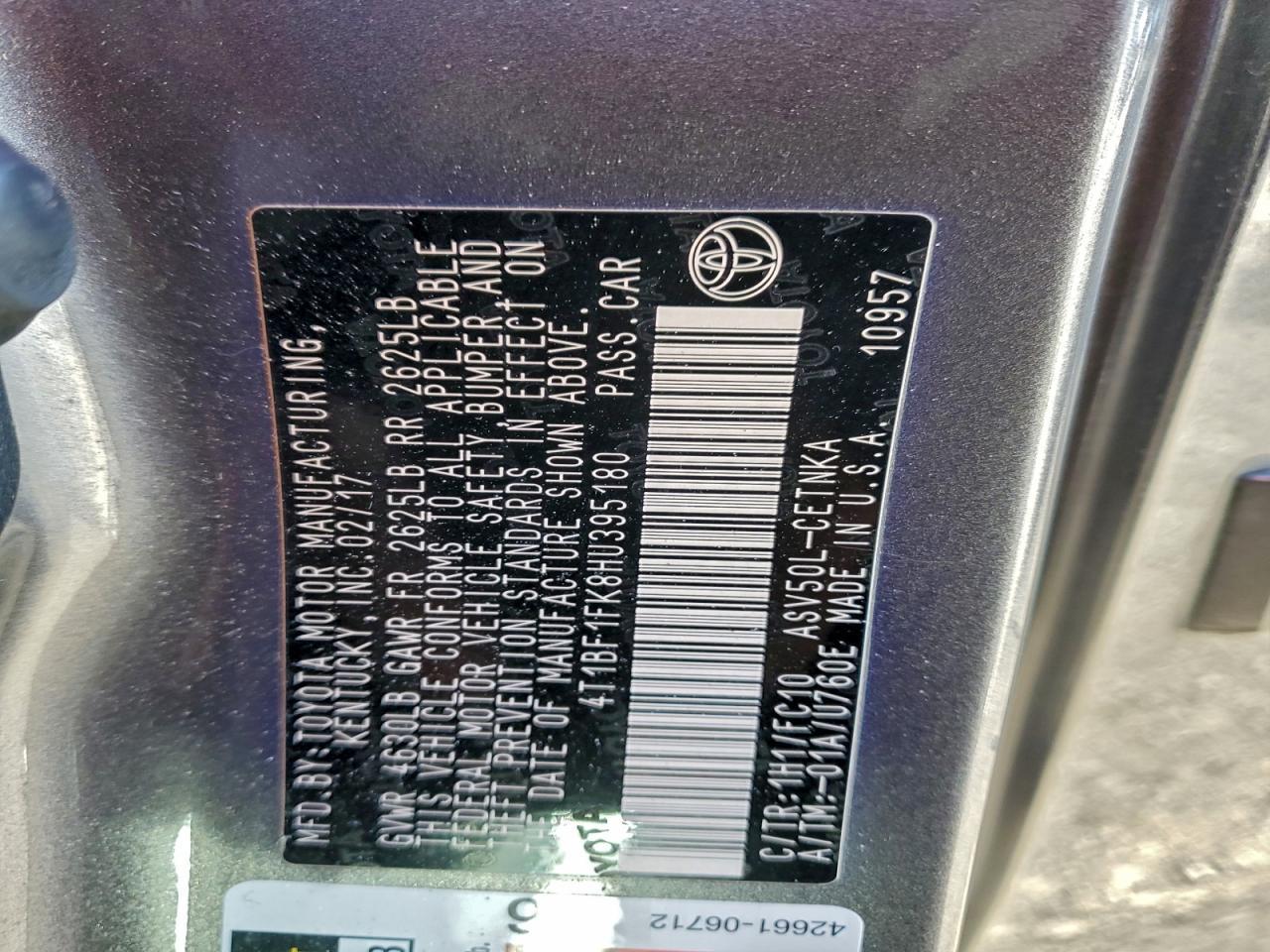 2017 TOYOTA CAMRY