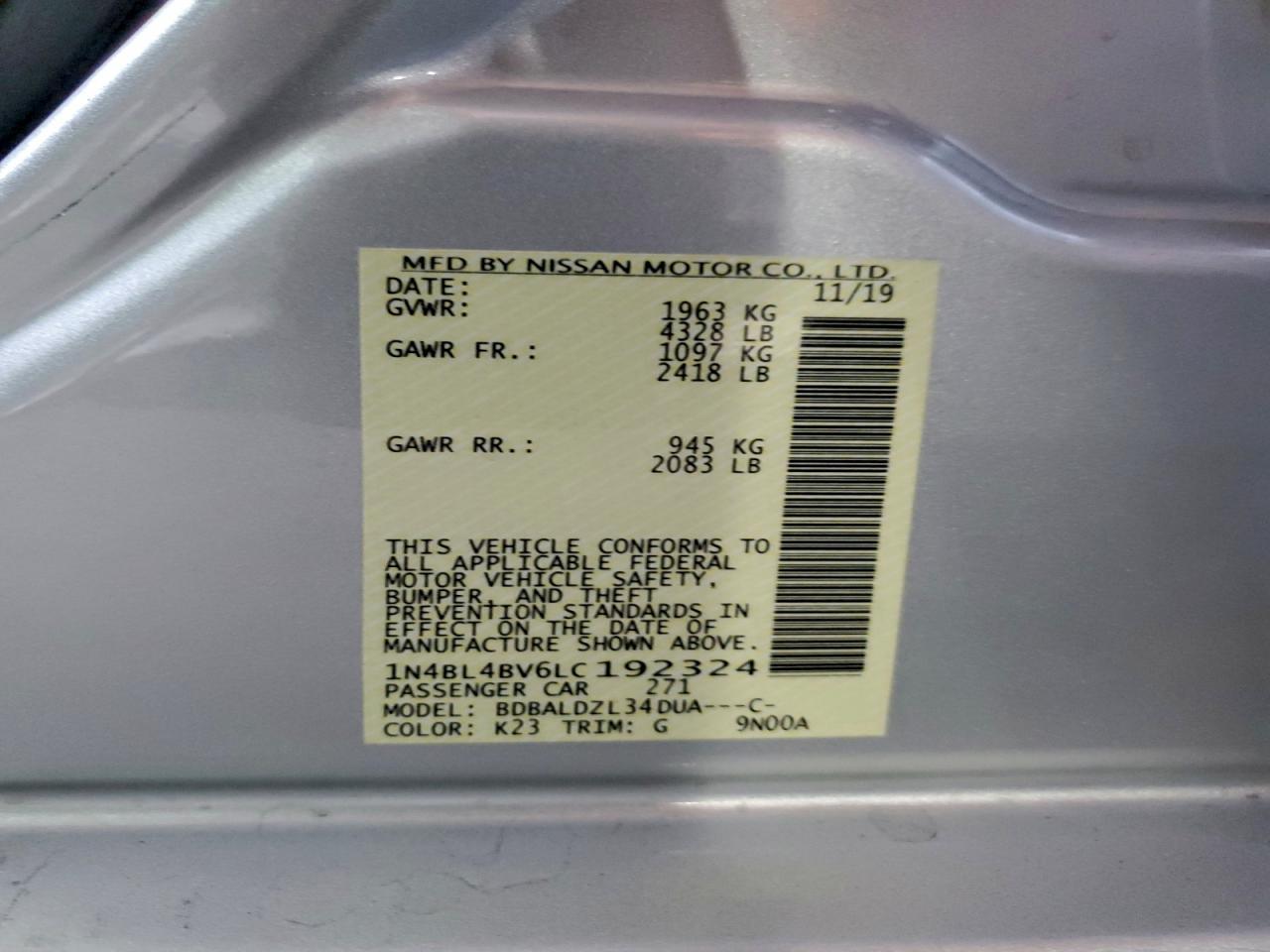 2020 NISSAN ALTIMA