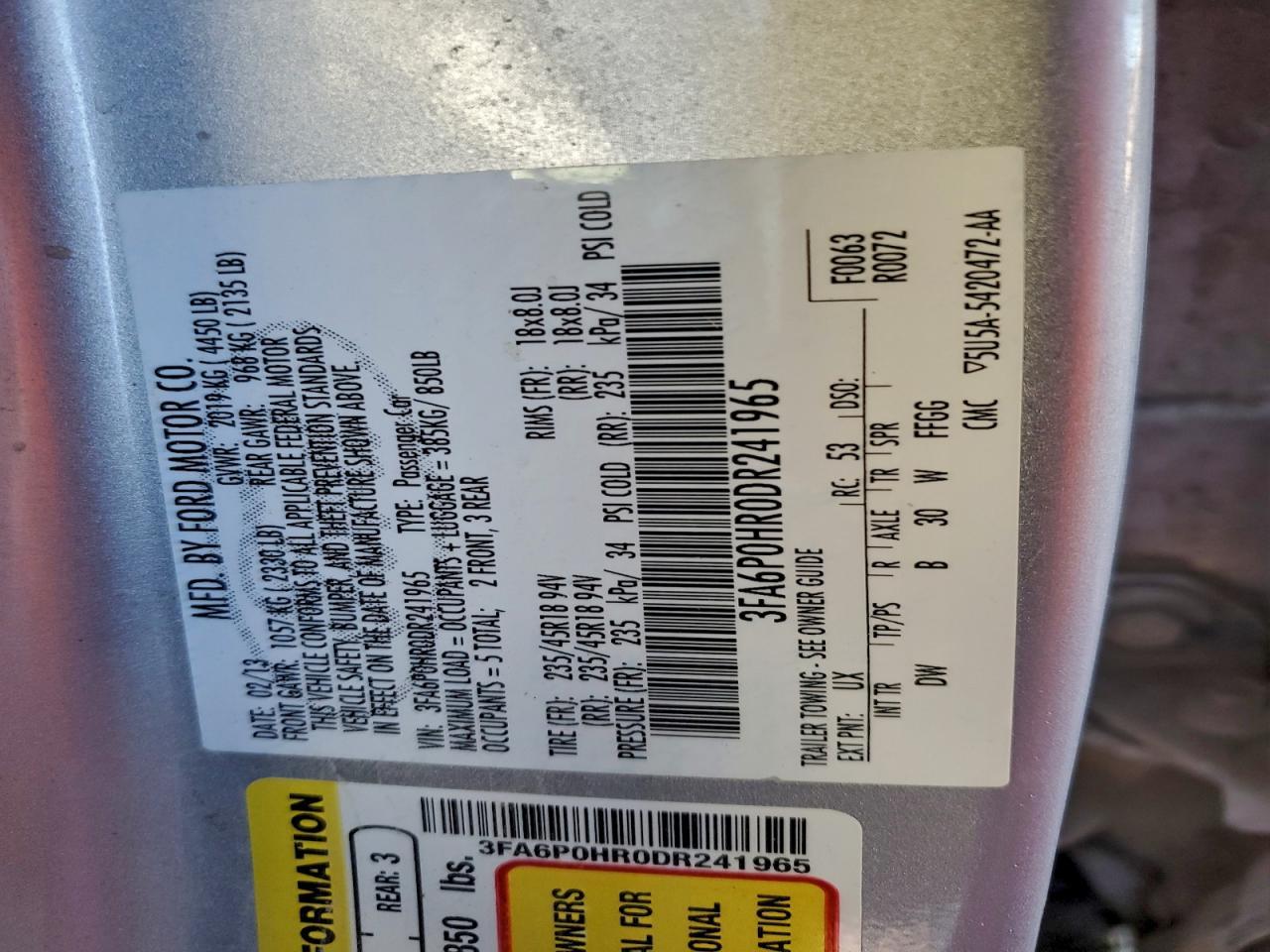 2013 FORD FUSION