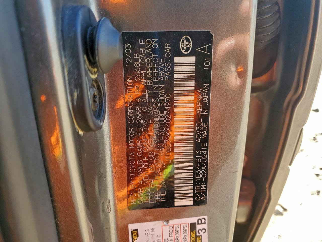 2004 TOYOTA CAMRY