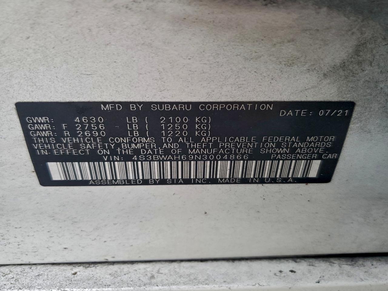 2022 SUBARU Legacy