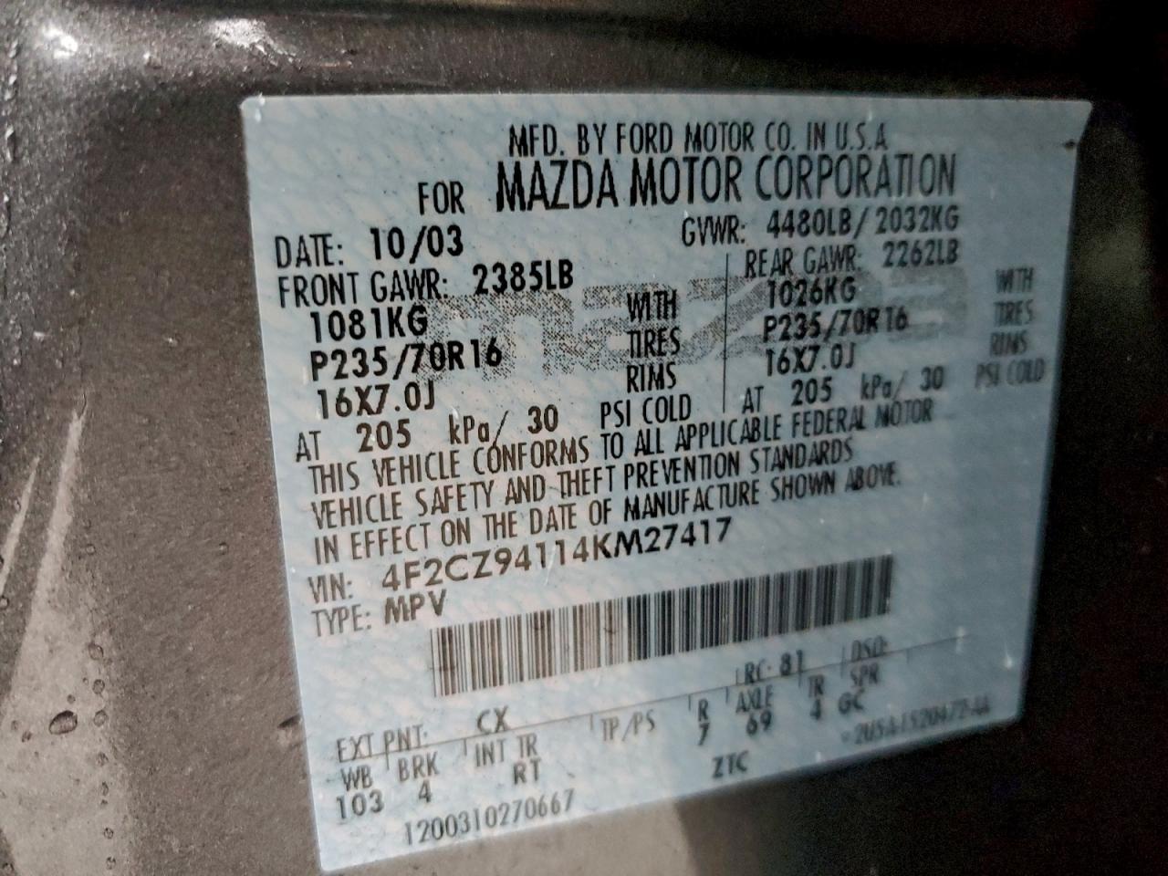 2004 MAZDA Tribute
