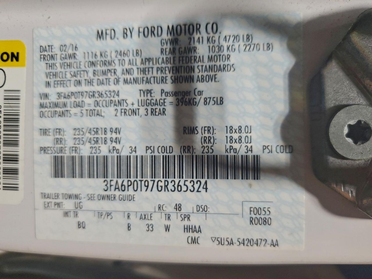 2016 FORD FUSION
