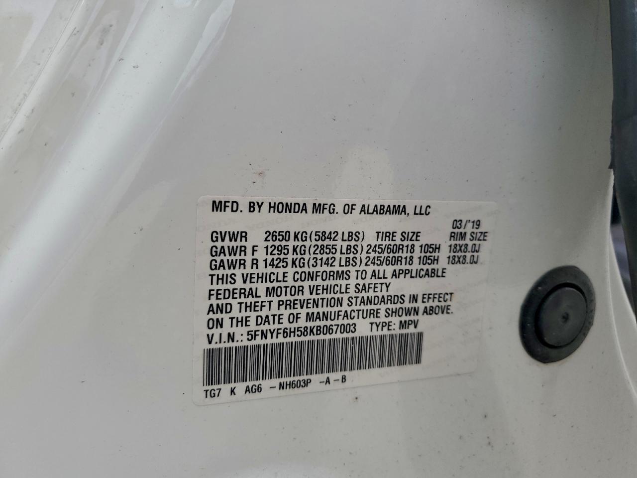 2019 HONDA PILOT