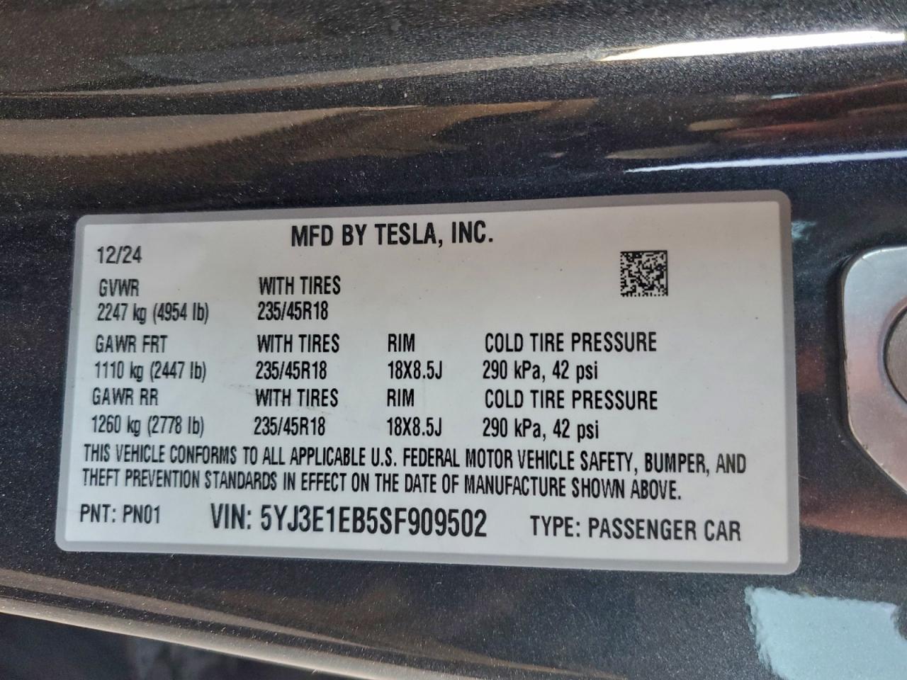 2025 TESLA MODEL 3