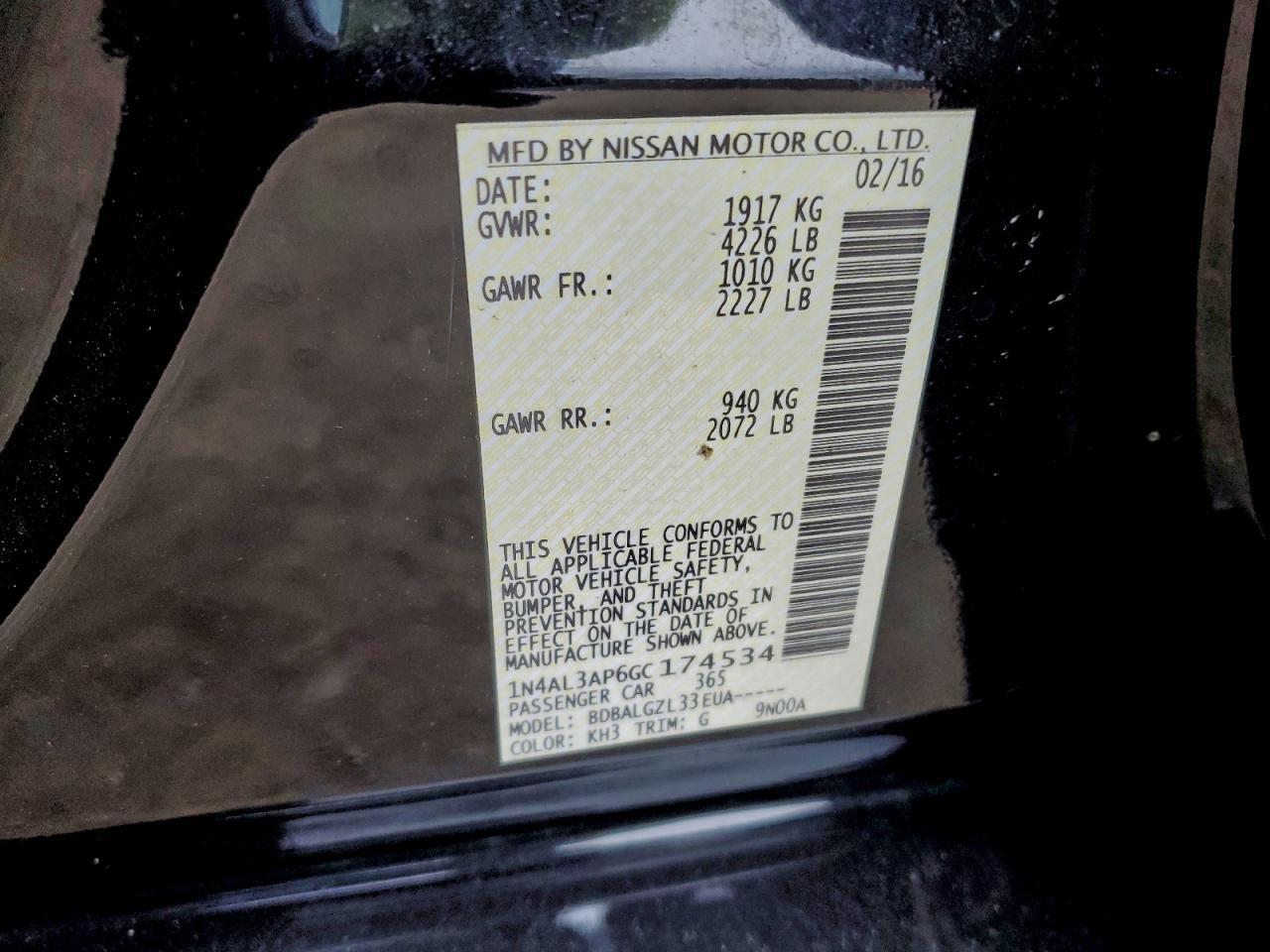 2016 NISSAN ALTIMA