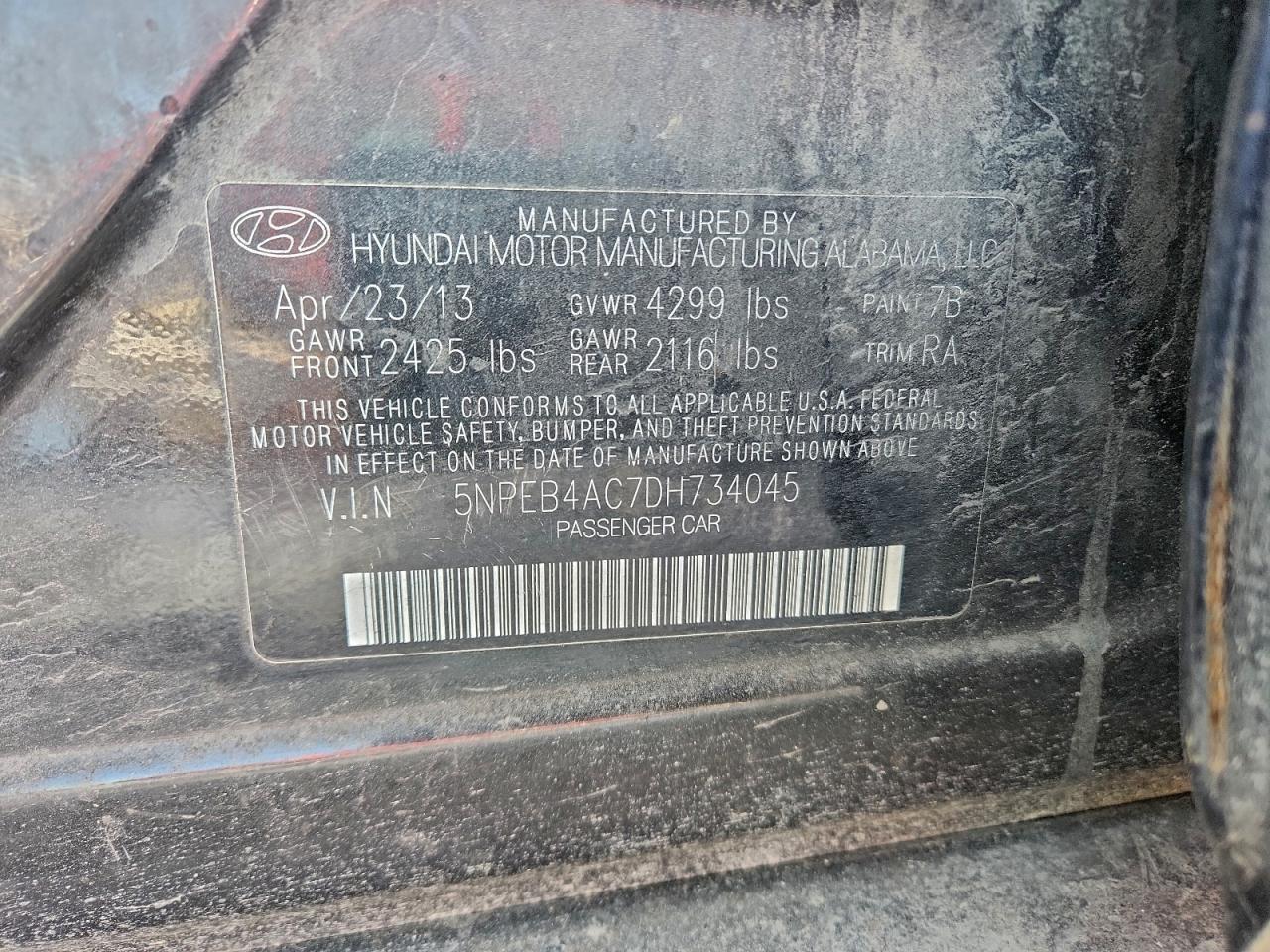 2013 HYUNDAI SONATA