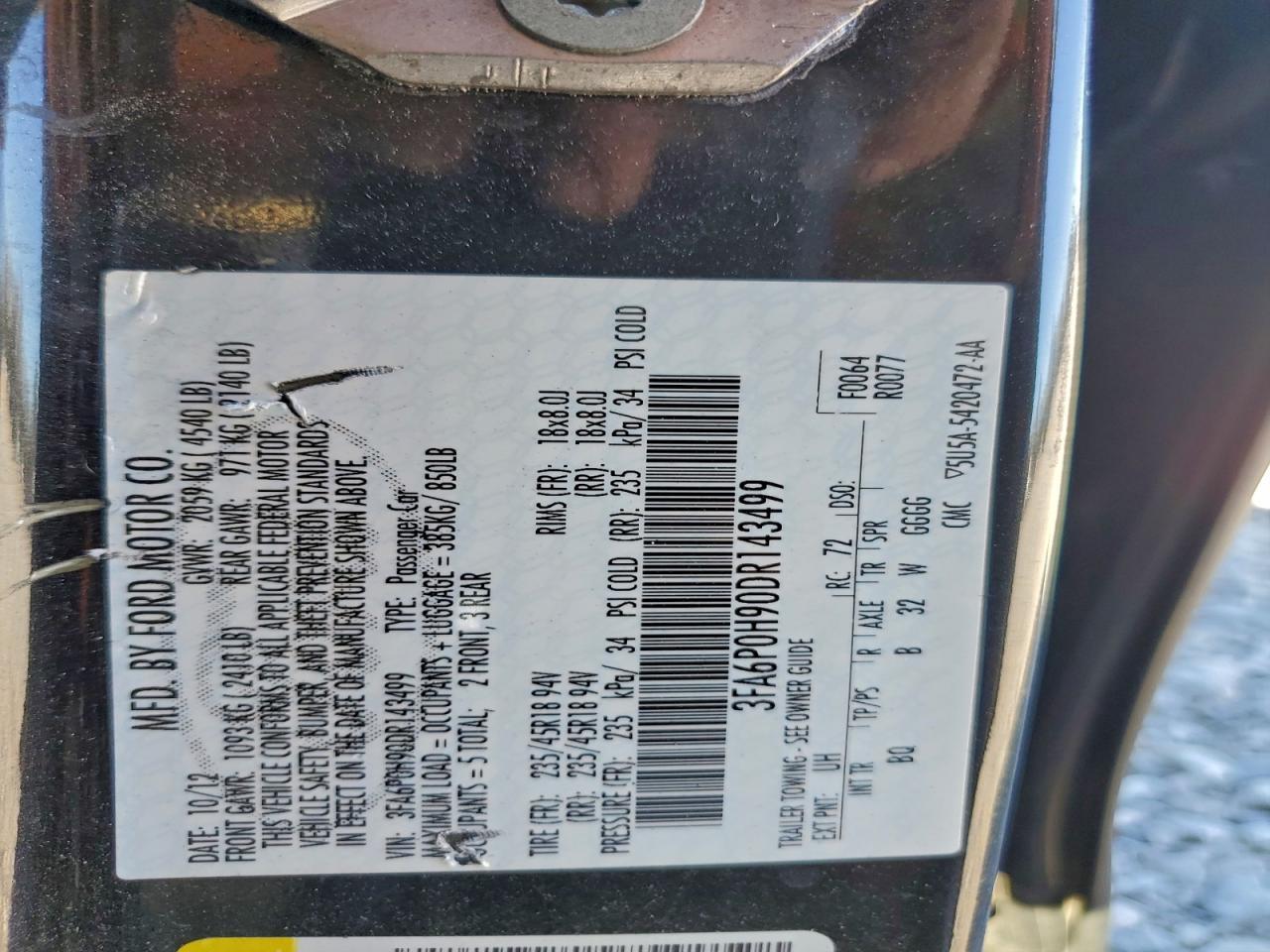 2013 FORD FUSION