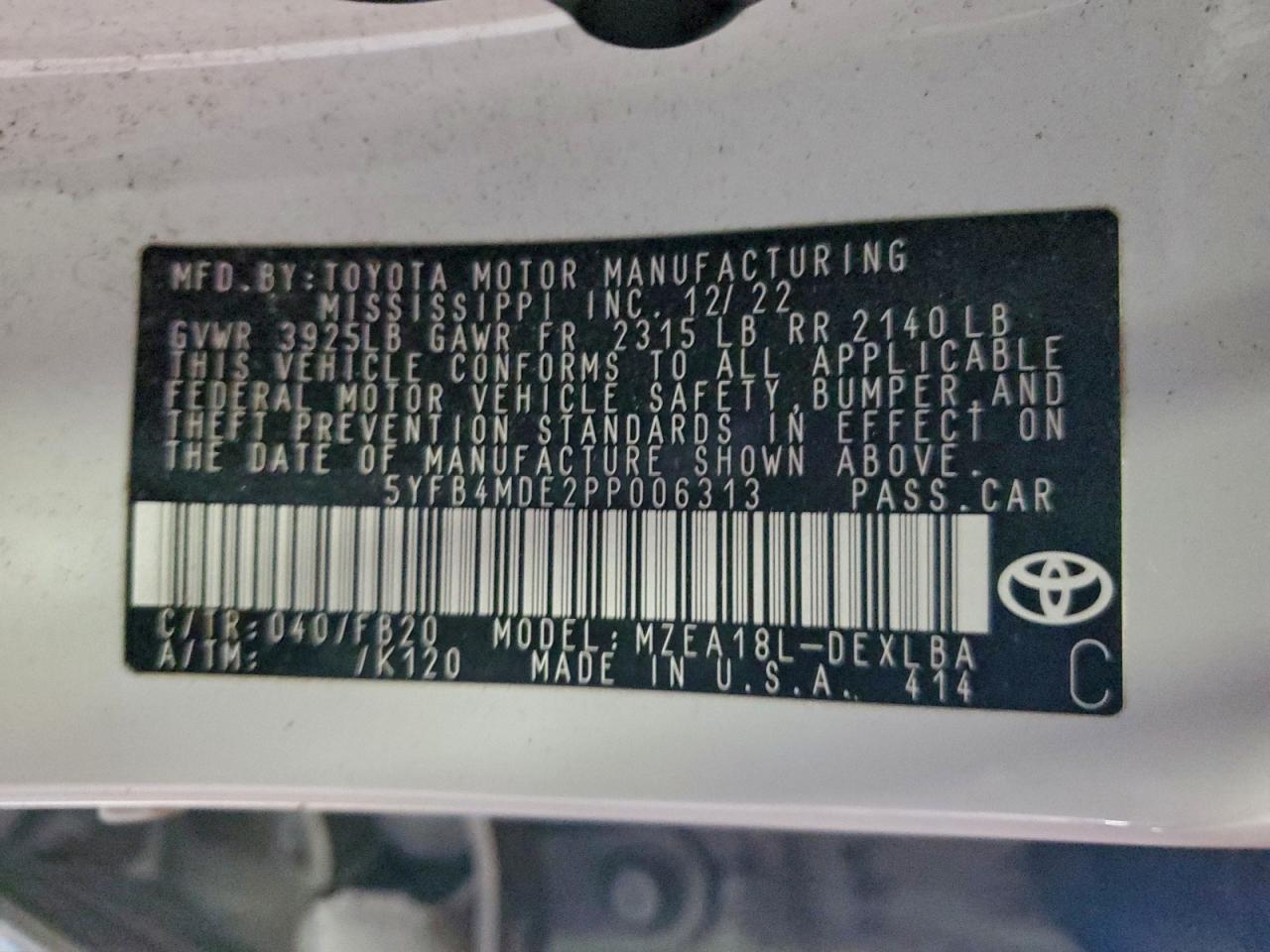2023 TOYOTA COROLLA