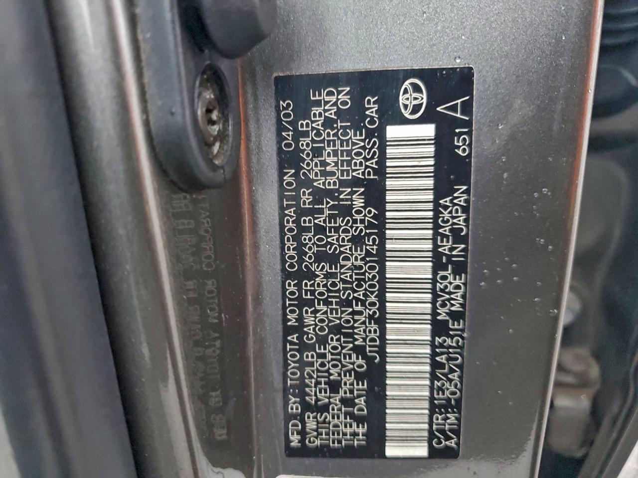 2003 TOYOTA CAMRY