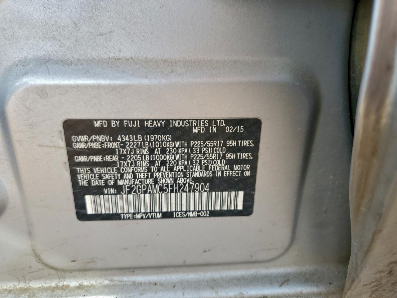 2015 SUBARU XV Crosstrek