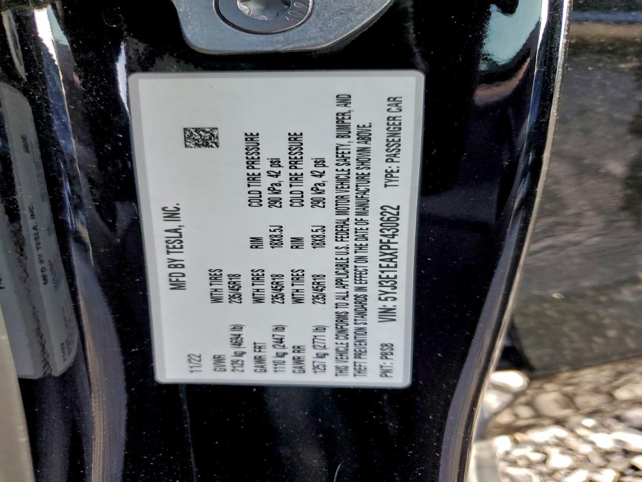 2023 TESLA MODEL 3