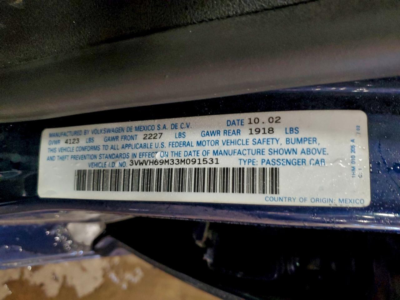 2003 VOLKSWAGEN JETTA
