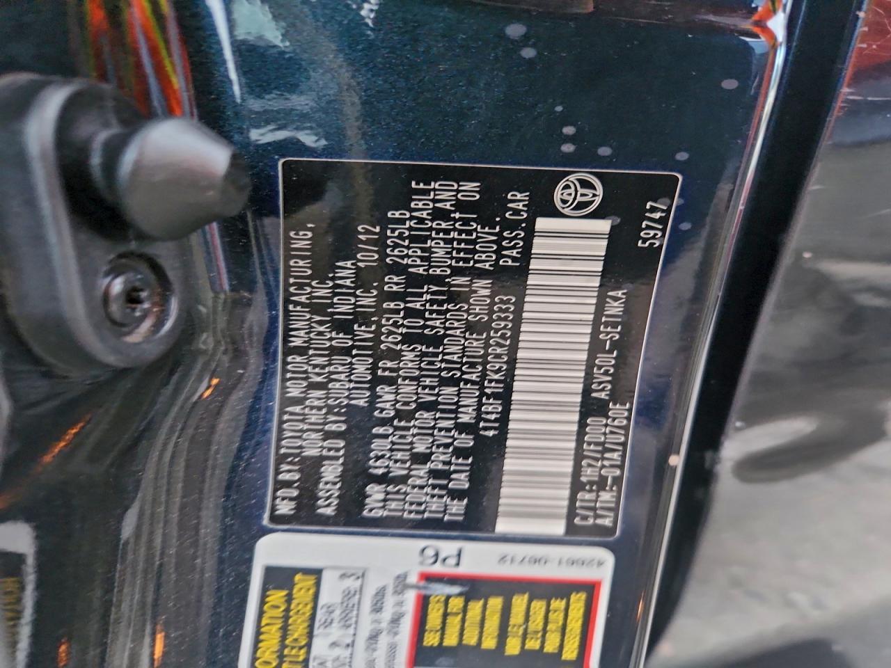 2012 TOYOTA CAMRY
