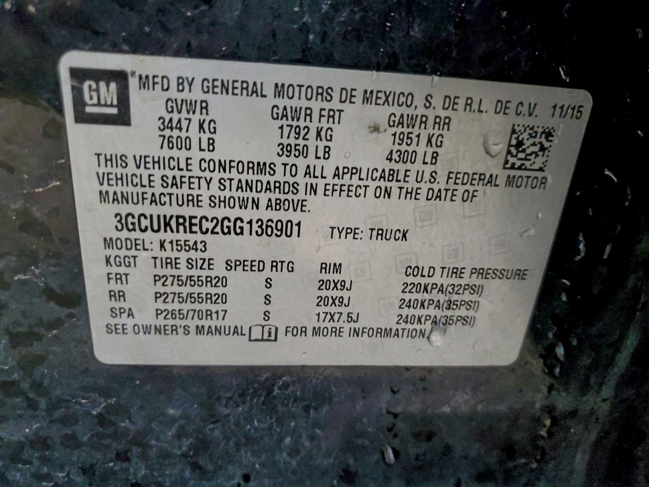 2016 CHEVROLET SILVERADO 1500