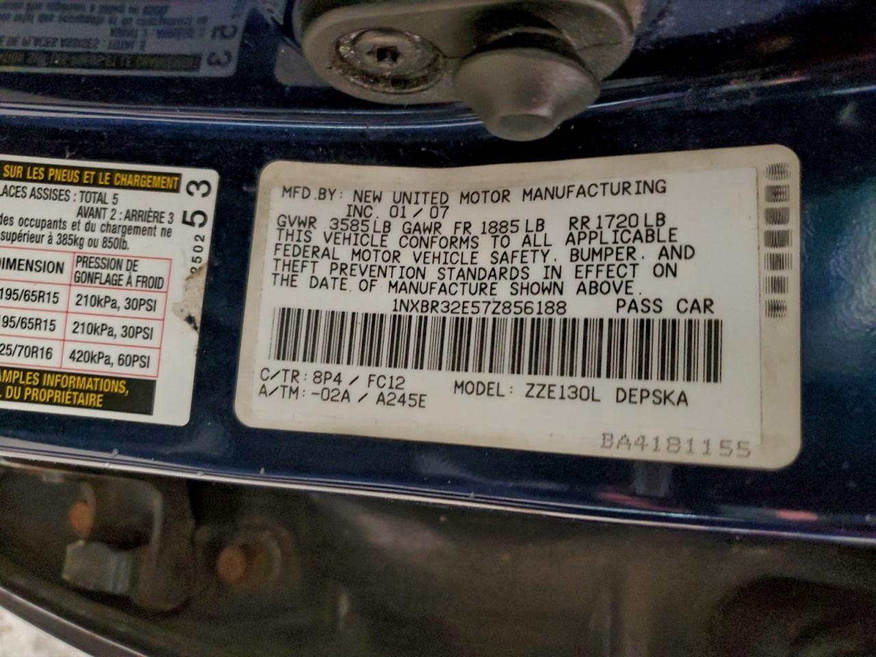 2007 TOYOTA COROLLA