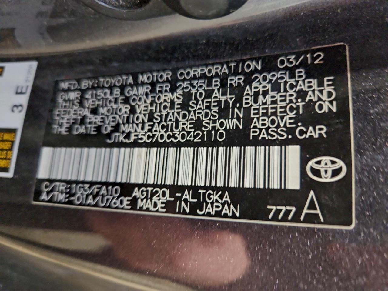 2012 TOYOTA SCION