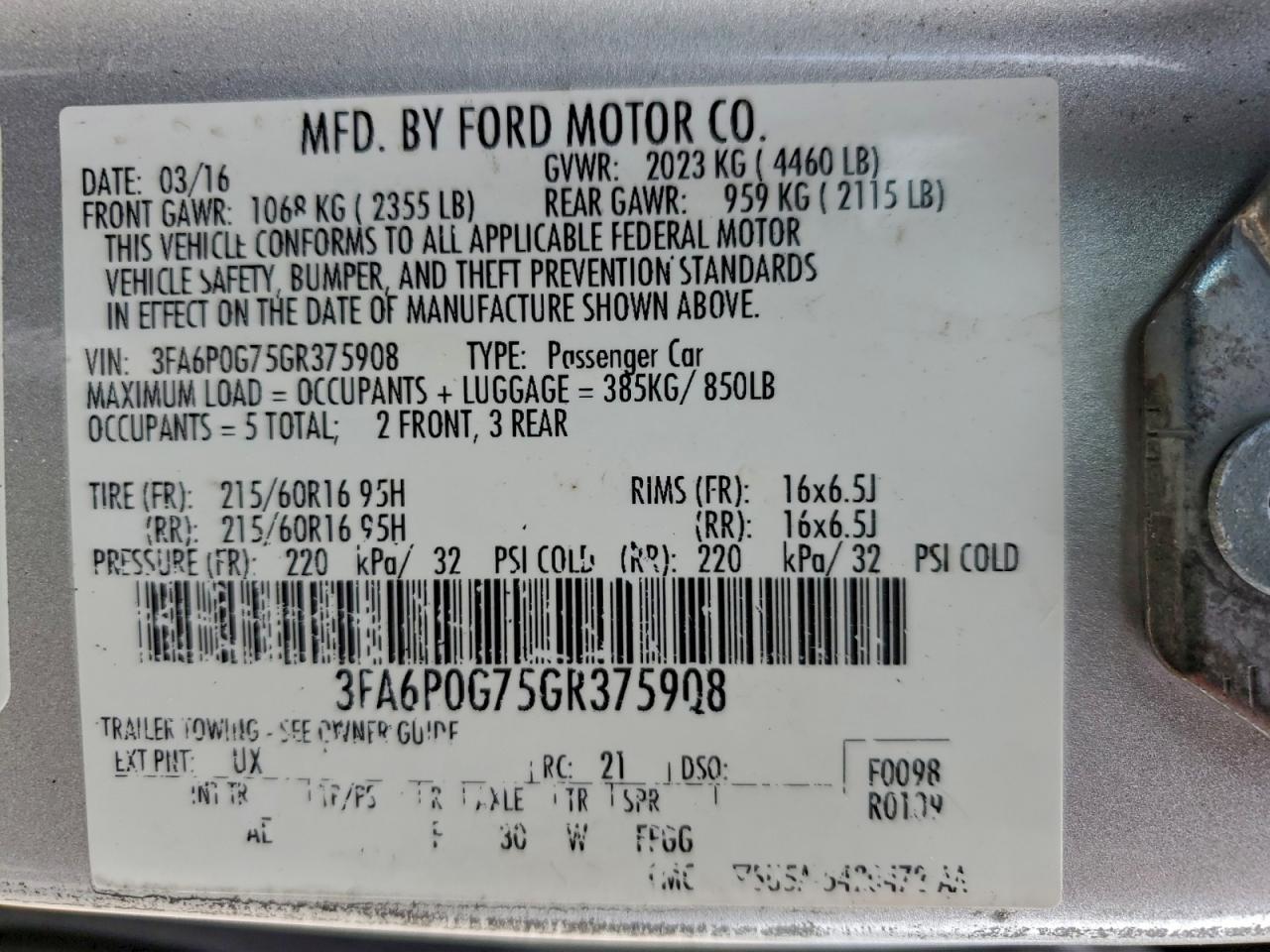 2016 FORD FUSION