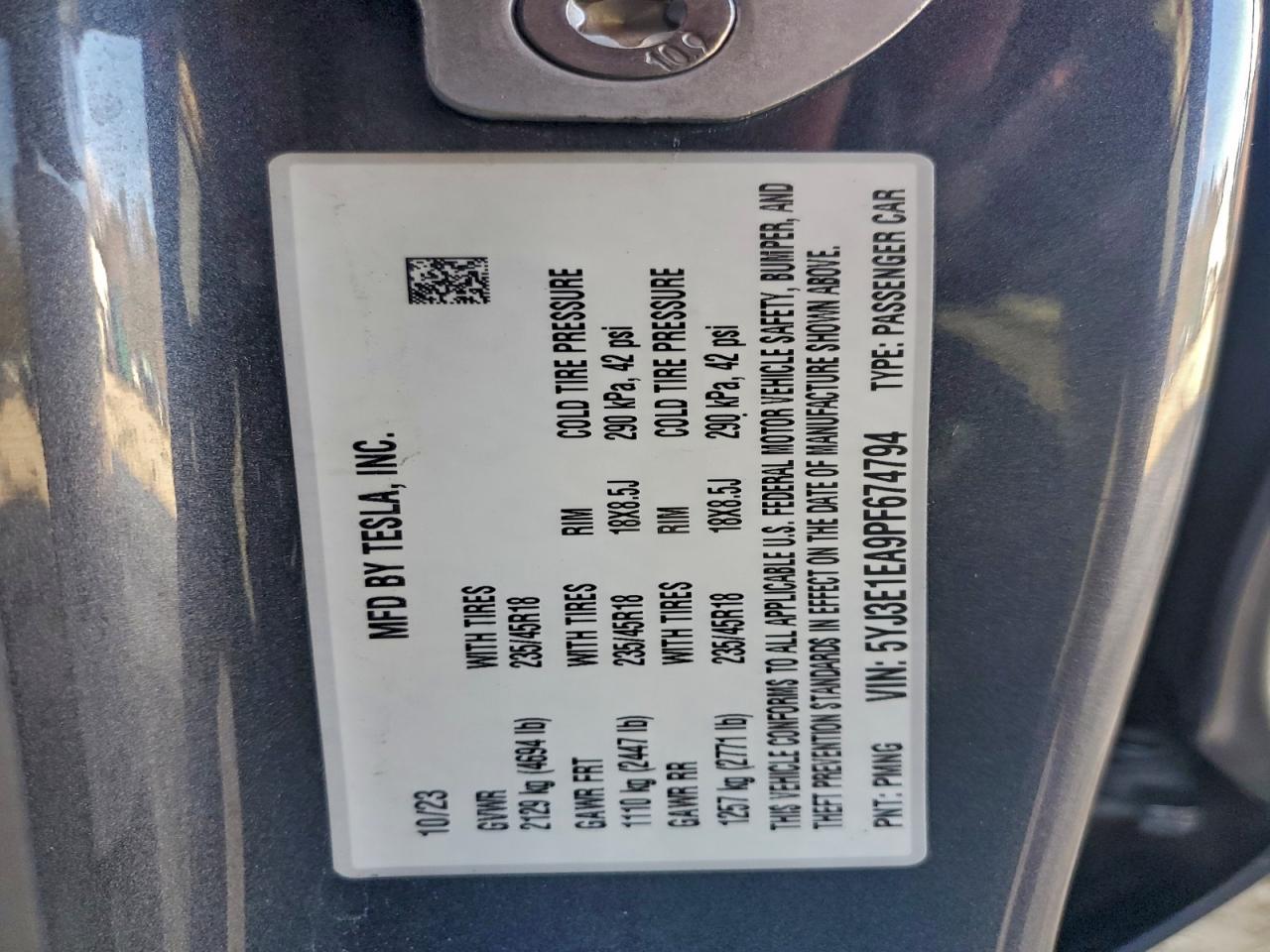 2023 TESLA MODEL 3