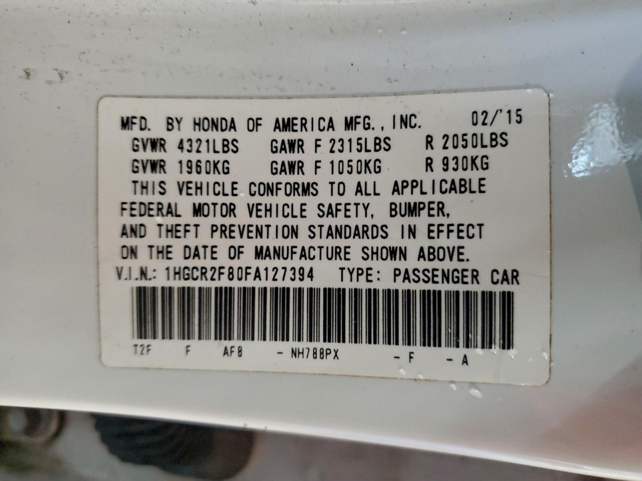 2015 HONDA ACCORD